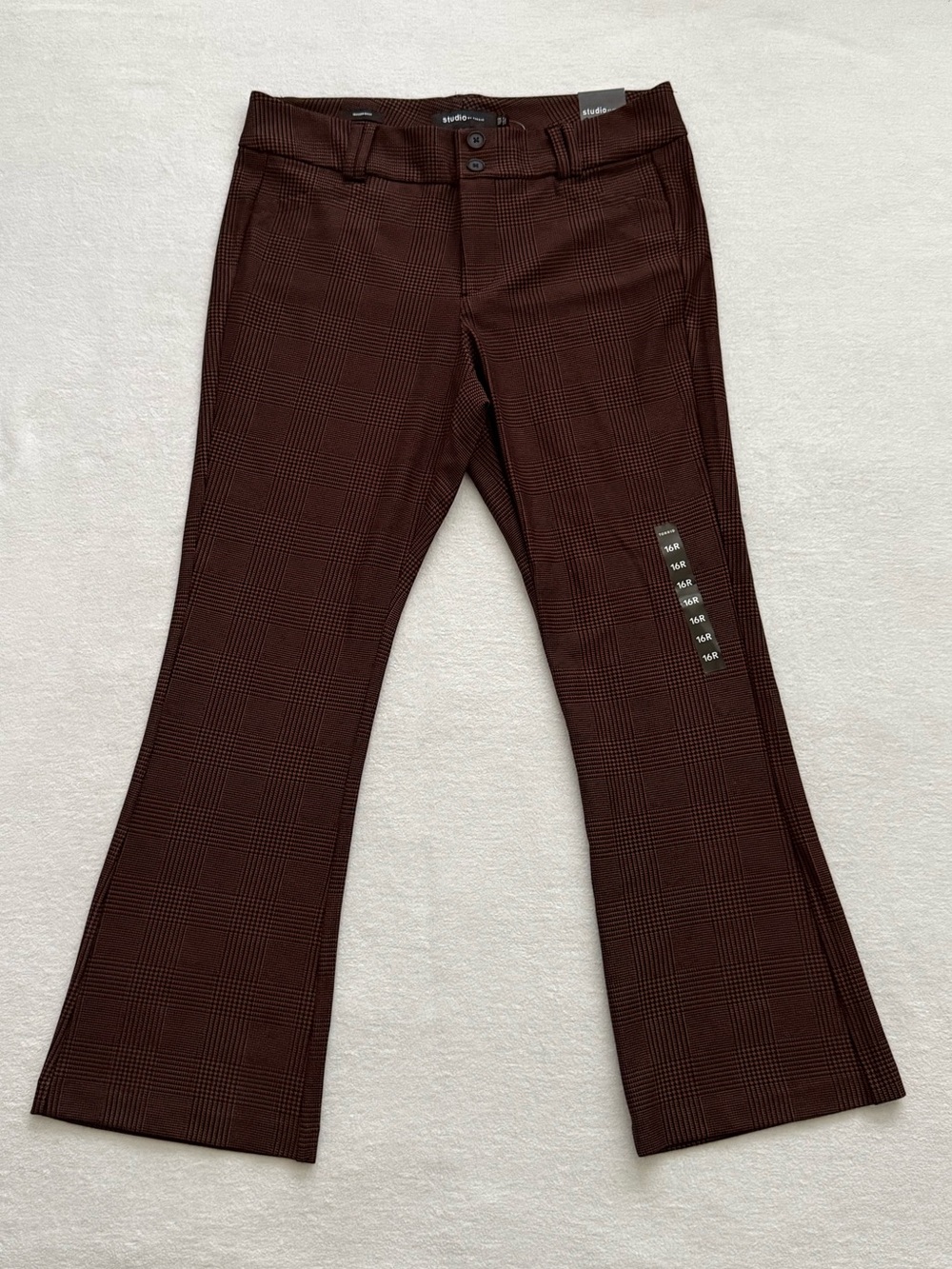 Torrid Studio Plaid Trouser Bootcut Dress Pants Brown Black Size 16R NWT Office - Picture 1 of 10